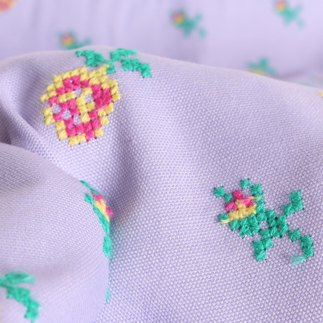 クロスステッチのお花刺繍オックス