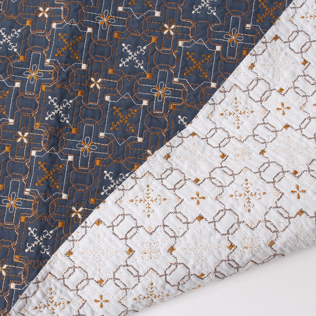 wall paper柄キルト刺繍