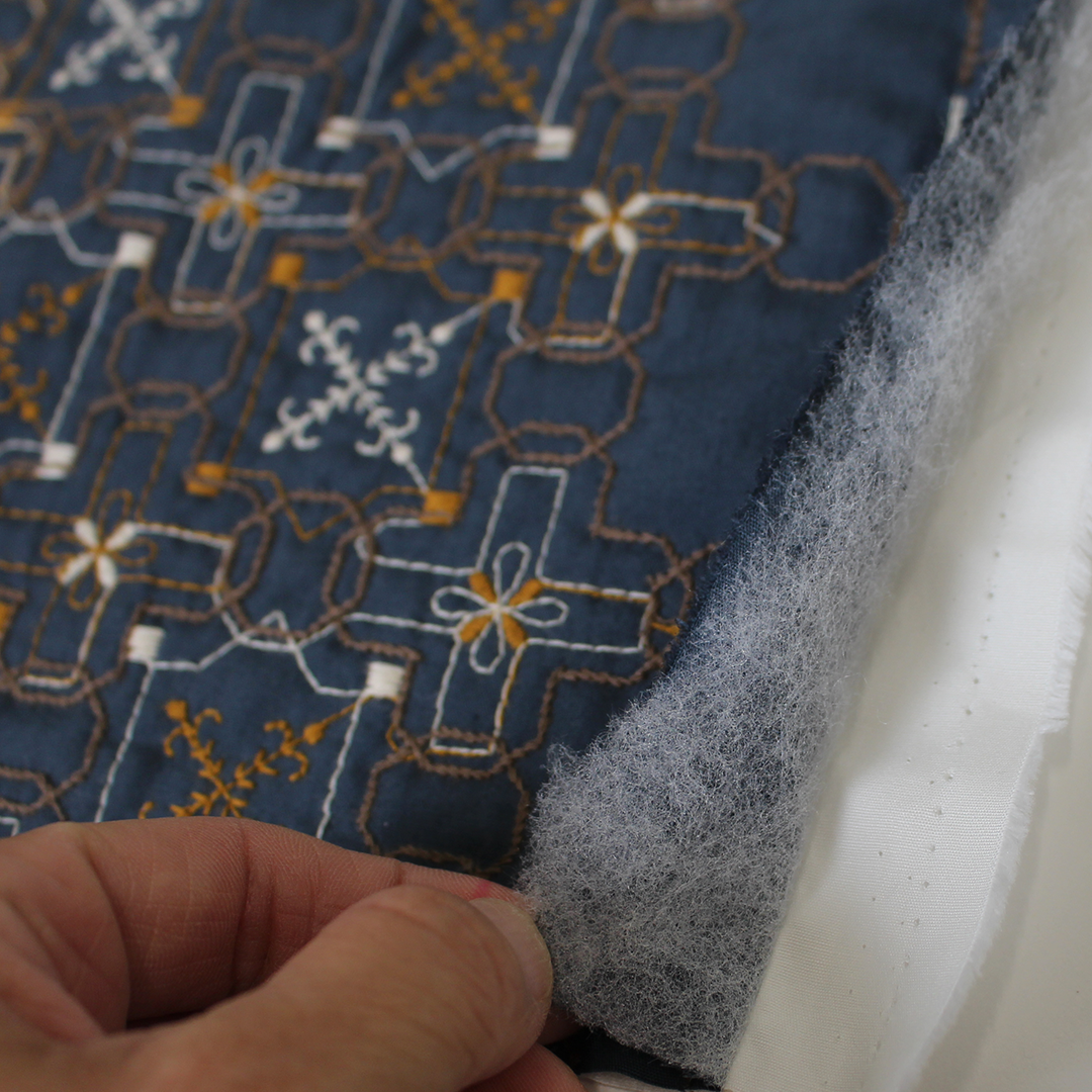wall paper柄キルト刺繍