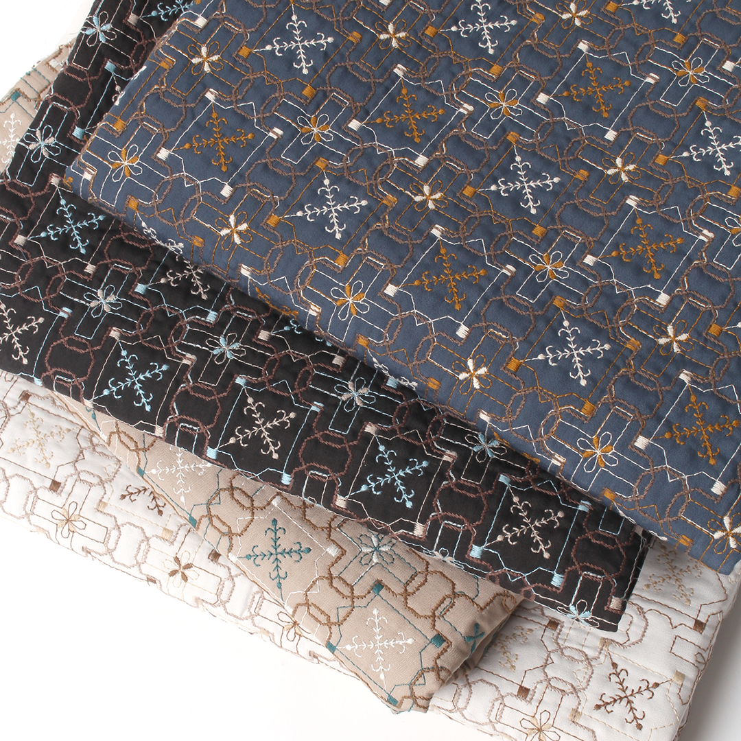 wall paper柄キルト刺繍