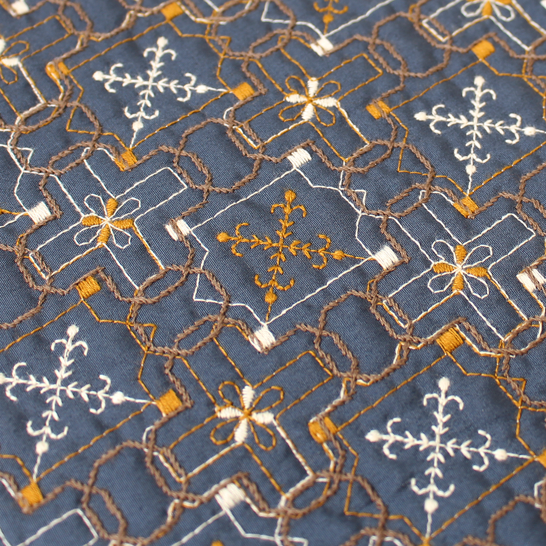 wall paper柄キルト刺繍