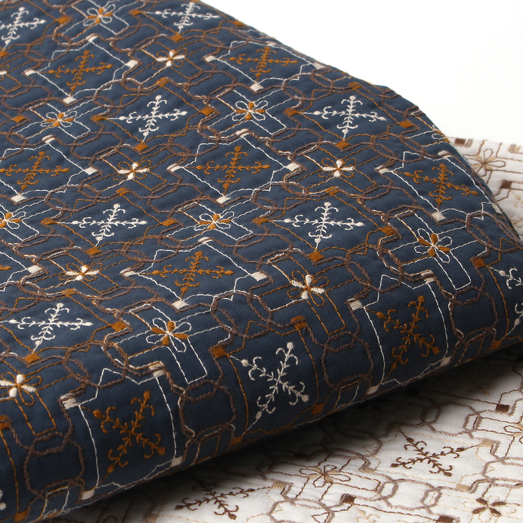 wall paper柄キルト刺繍